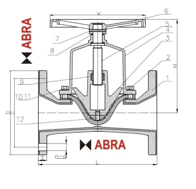 Диафрагменный (мембранный) вентиль ABRA-M8(X)FB GGG50. DN50-200 В Хабаровске
